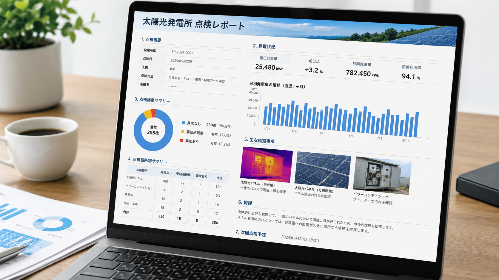 発電量低下調査レポートのイメージ
